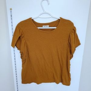 Madewell mustard yellow flowy tee